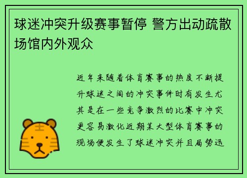 球迷冲突升级赛事暂停 警方出动疏散场馆内外观众